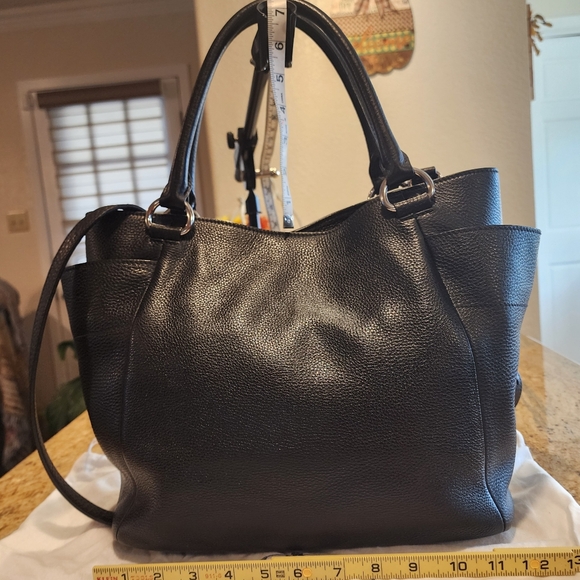 Prada Vitello Daino silver trim side pocket black Leather satchel crossbody tote - Picture 2 of 16